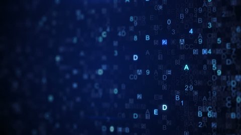 Scanning digital data blue hex code. Abstract information technology concept. Computer generated seamless loop animation. Rendered with DOF 4k UHD (3840x2160)