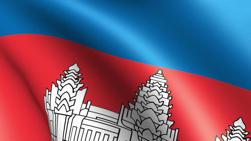 Cambodian Flag Waving