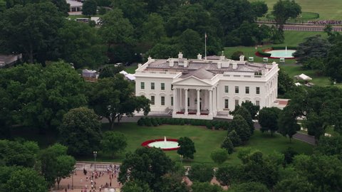 Washington, D.C. circa-2017, Aerial view of White House. Shot with Cineflex and RED Epic-W Helium.
