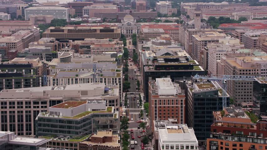 Washington, D.C. circa-2017, Flying up 10th street to Smithsonian National Museum of Natural History. Shot with Cineflex and RED Epic-W Helium.