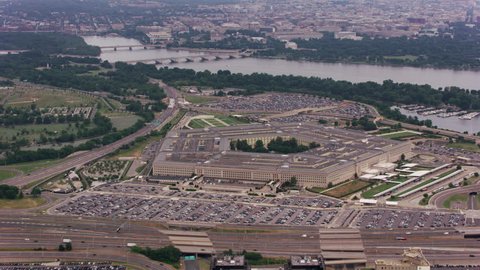 Washington, D.C. circa-2017, Aerial view of the Pentagon. Shot with Cineflex and RED Epic-W Helium.