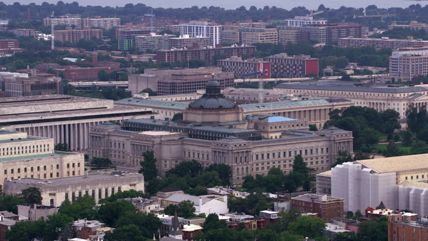 Washington, D.C. circa-2017, Aerial view of the Library of Congress. Shot with Cineflex and RED Epic-W Helium.