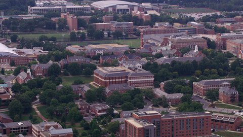Washington, D.C. circa-2017, Aerial view of University of Maryland campus. Shot with Cineflex and RED Epic-W Helium.