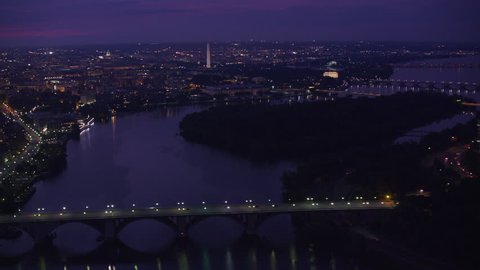 Washington, D.C. circa-2017, Flying over Potomac River with Washington D.C. In distance. Shot with Cineflex and RED Epic-W Helium.