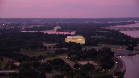 Washington, D.C. circa-2017, Lincoln and Jefferson Memorials at sunrise. Shot with Cineflex and RED Epic-W Helium.