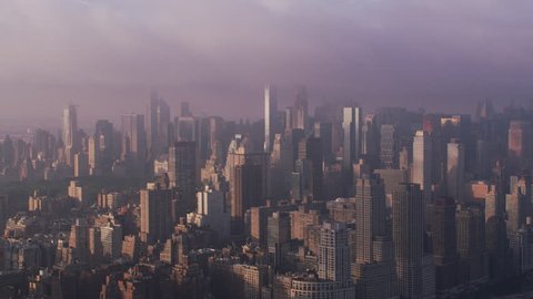 New York City circa-2017, Aerial view of Manhattan buildings in beautiful morning light. Shot with Cineflex and RED Epic-W Helium.