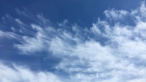 Time lapse of white soft cumulus clouds on a blue sky on a summer day 
