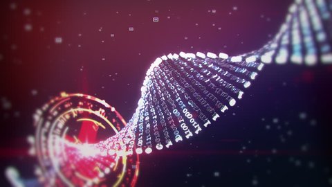 Artificial binary DNA double helix molecule data read  loop ready diagonal movement