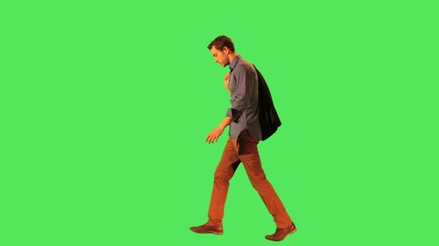 Male walking to work Stock Video