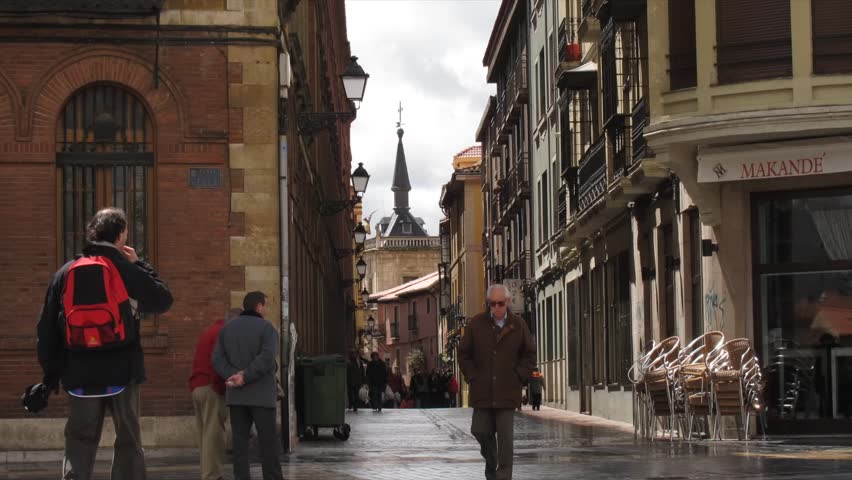 LEON, SPAIN - CIRCA MAY 2012: Time lapse of people walking circa May 2012 in the