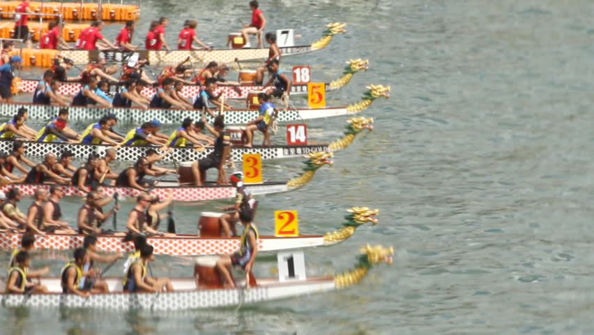 HONG KONG - JULY 8: Time lapse of Hong Kong International Dragon Boat Races on