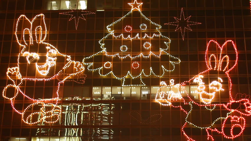 Christmas lights display - outdoor office building Christmas lights display in