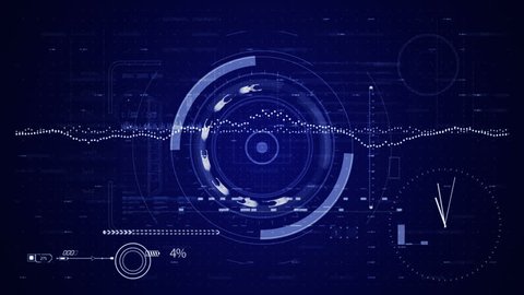 Looping HUD elements animation.BLUE color.Futuristic Technological intro.Sci fi background.Good for opener,titles. Perfect tech screensaver. News intro Type5