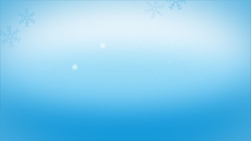 Blue snowflakes fall over a blue gradient background.