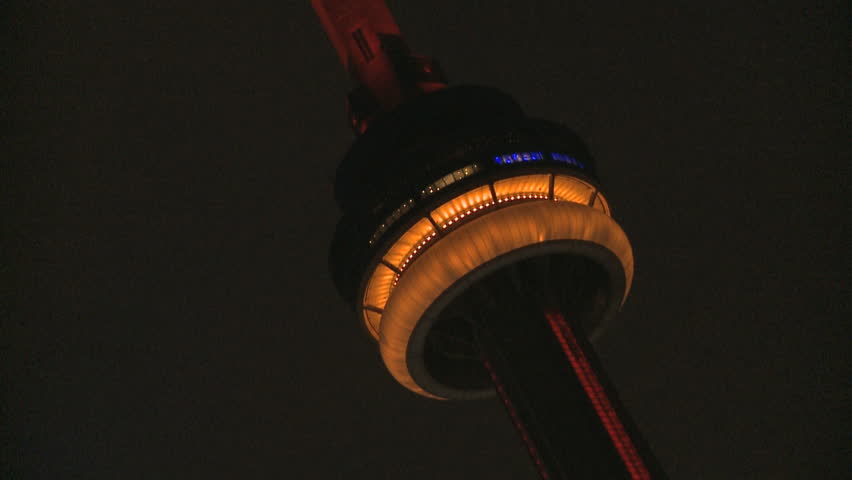 TORONTO, CANADA, SEP 16, 2009: Toronto CN Tower in the night with the lightshow