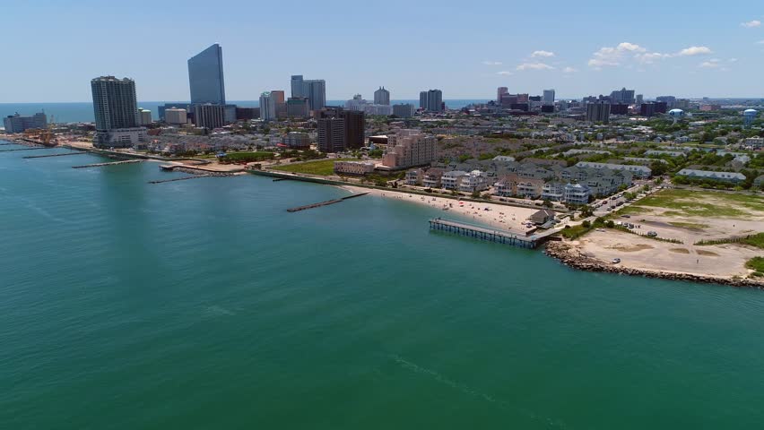 Aerial drone video of Atlantic City Absecon Inlet 4k