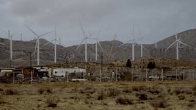 The side video of windmills in the outskirts