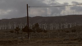 An evening video of operating windmills