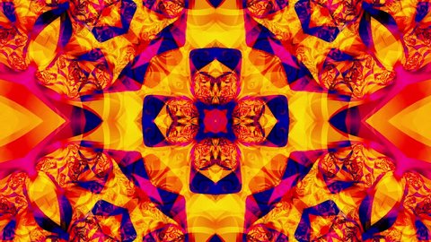 Blue kaleidoscope sequence patterns. 4k. Abstract multicolored motion graphics background. Or for yoga, clubs, shows, mandala, fractal animation. Beautiful bright ornament. Seamless loop.