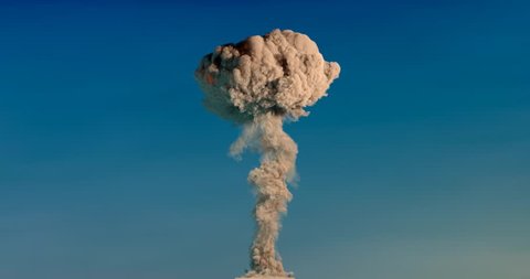 000001 Massive Nuclear Explosion Mushroom Cloud Side View with Alpha
