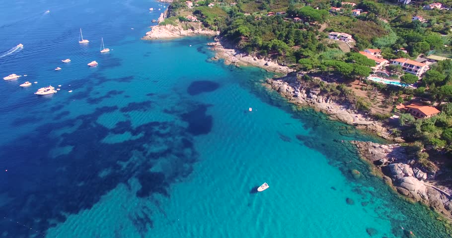 Crystal clear blue water of the Italian island of Elba