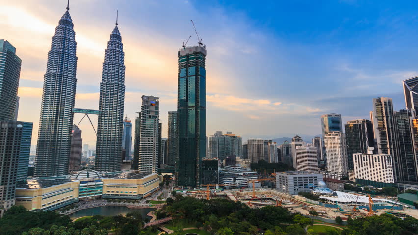 Kuala Lumpur Cityscape Landmark Travel Place Of Malaysia 2017 4K Day to Night Time Lapse (zoom out)