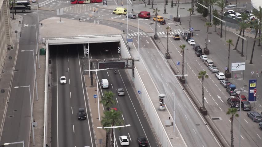 the highway in Barcelona the top view