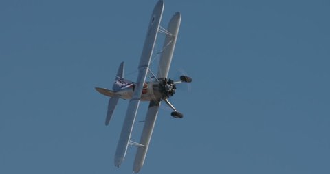 Bi-plane during aerobatics display on an airshow