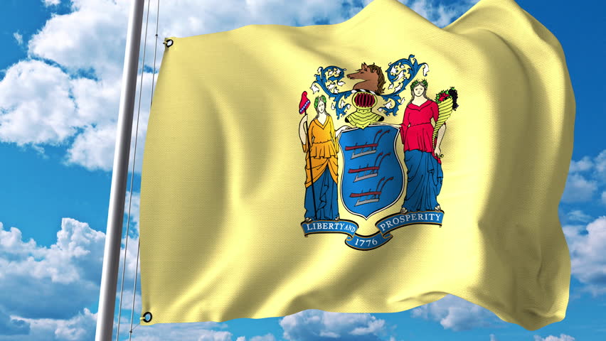 Waving flag of New Jersey. 4K clip