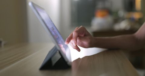 Using digital tablet at night