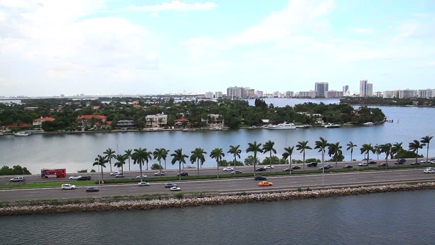 Aerial View of Miami Area (Star Island and Boating in the intercoastal near