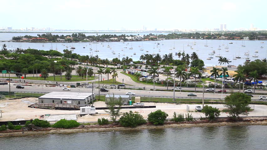 Aerial View of Miami Area (Star Island and Boating in the intercoastal near