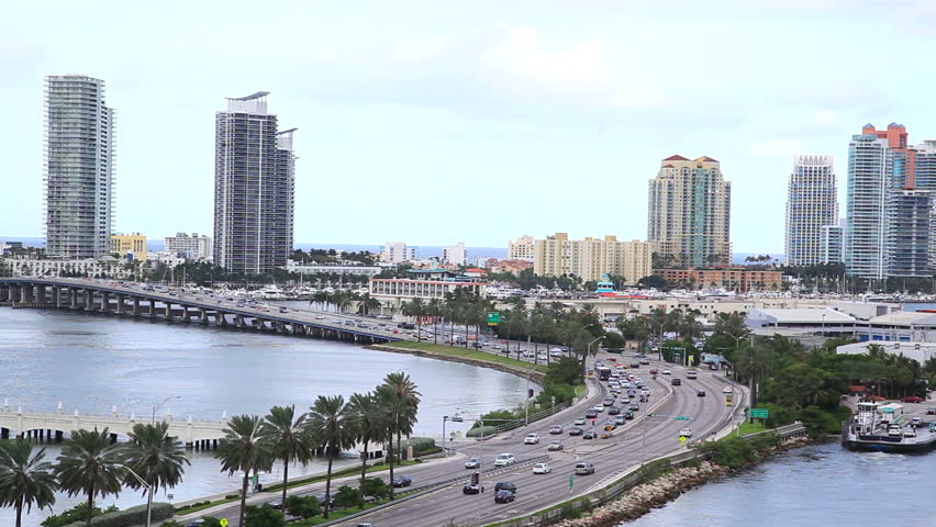 Aerial View of Miami Area (Star Island and Boating in the intercoastal near brickell)