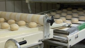 Roll bun on conveyor belt. Dolly shot - wide quick. You will find even more GERMAN BAKERY clips in my portfolio!
