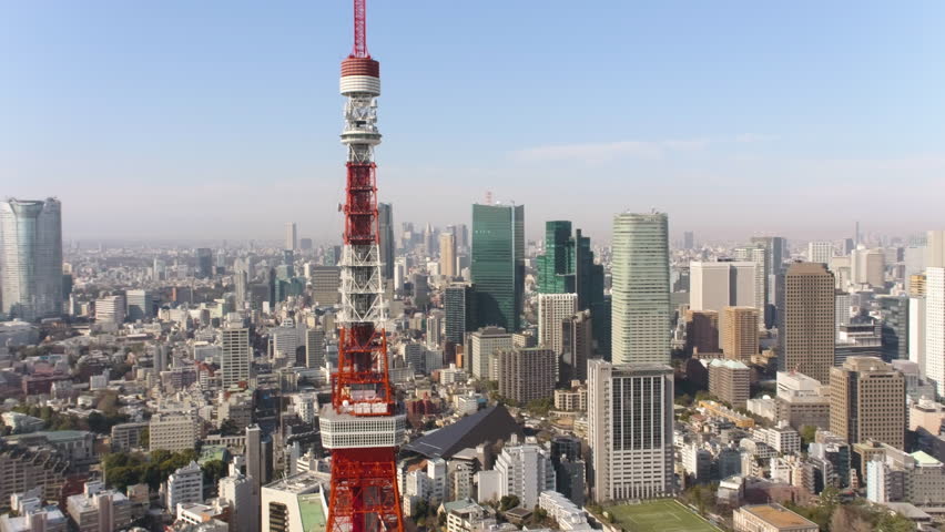 Japan Tokyo Aerial v34 Flying low around Tokyo tower with cityscape views | Shutterstock HD Video #28603621