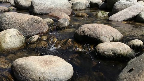 River water runs between stones
