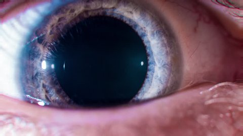 Human Eye Pupil Contracting Extreme Close Up Macro Surprise Horror Concept 4K