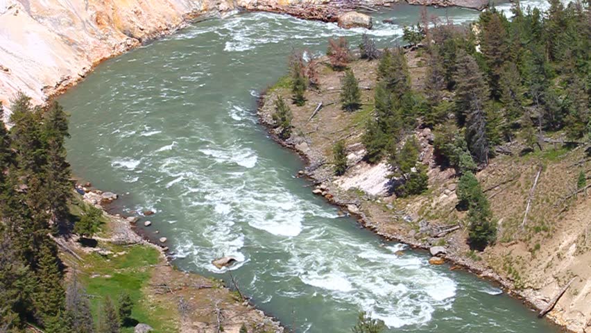 Rapids of the Yellowstone River on a gorgeous summer day in Wyoming
