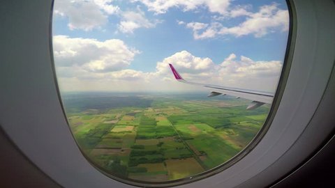 View out of airplane window, WIZZAIR airline , 26 May 2017, Hungary
