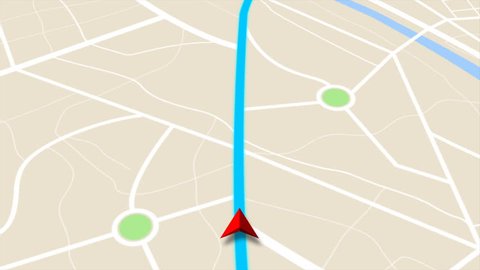 4K animation Moving GPS navigator on map with map and icon on location
