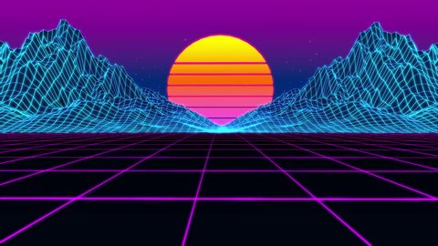 Animation Grid 80s Retro Scifi Background Stock Footage Video (100% ...