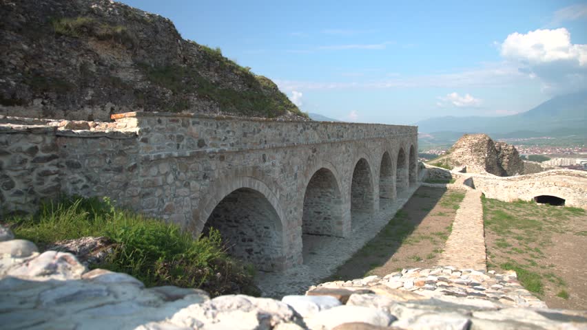 Old mountain outpost looking over a city in Kosovo.