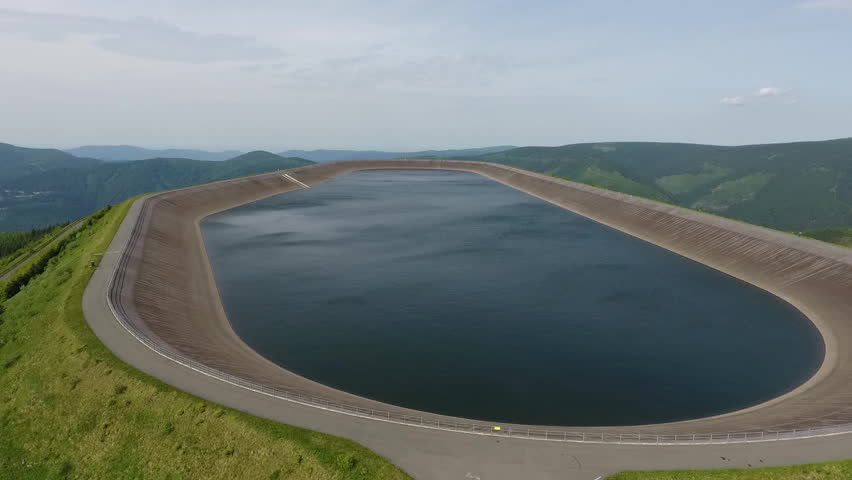 Aerial view of beautiful lake in mountains national park. 