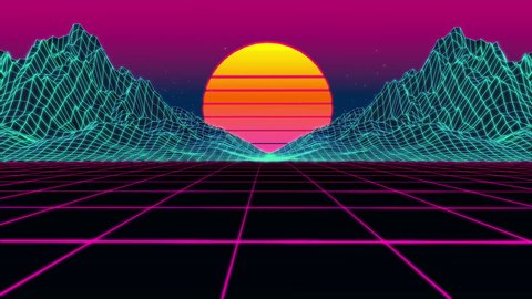 Animation Grid 80s Retro Scifi Background Stock Footage Video (100% ...