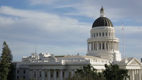 2 panning clips of the state capitol building in Sacramento, California.