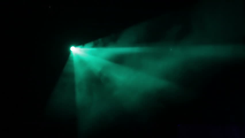 Rotating turquoise light in a nightclub. HD 1080p