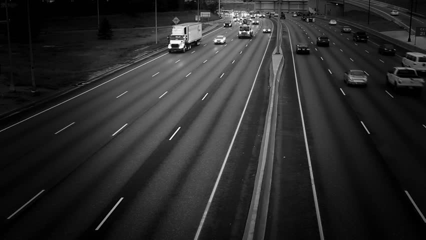 Highway Traffic in Black and White. HD 1080p