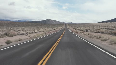 Driving USA: The open road – exciting journey on road through the desert, California, USA