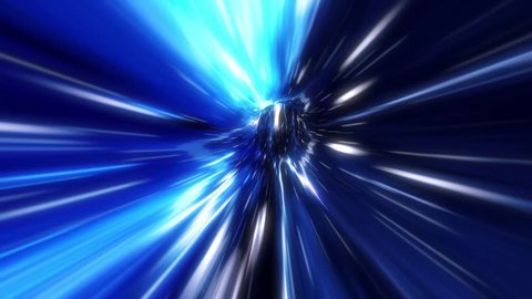 3D Blue Curved Loopable Space Interstellar Wormhole Background Animation