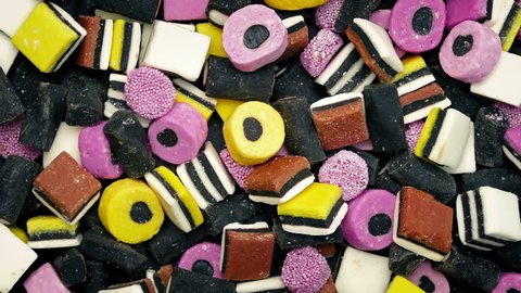 Mixed Licorice Candies Rotating
